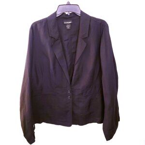 Lane Bryant Unlined Black Linen Blend Blazer Jacket 2 Button Close Sz 22 EUC